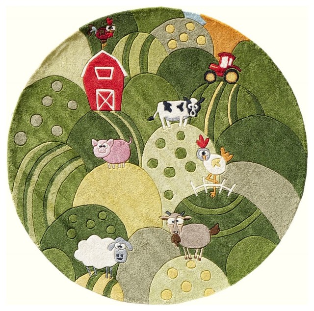 Kids Lil Mo Whimsy Round 5' Round Grass Area Rug Contemporary Kids