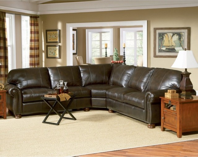 Charles Schneider Victoria Brown Leather Sectional Sofa Modern