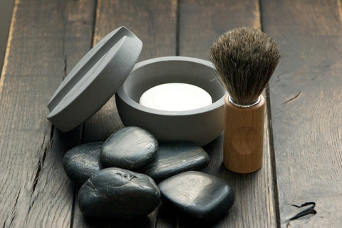 concrete shaving bowl + brush bath and spa accessories