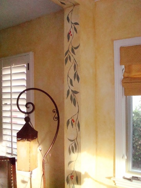 Olive branches with Faux in San Mateo residence rustic