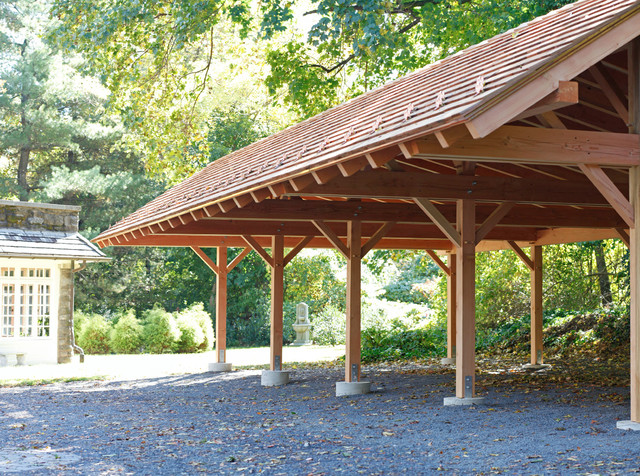 Timber Frame Carport in Wynncote, PA - Traditional - Garage And Shed 