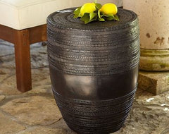 Metal Drum Accent Table eclectic outdoor tables