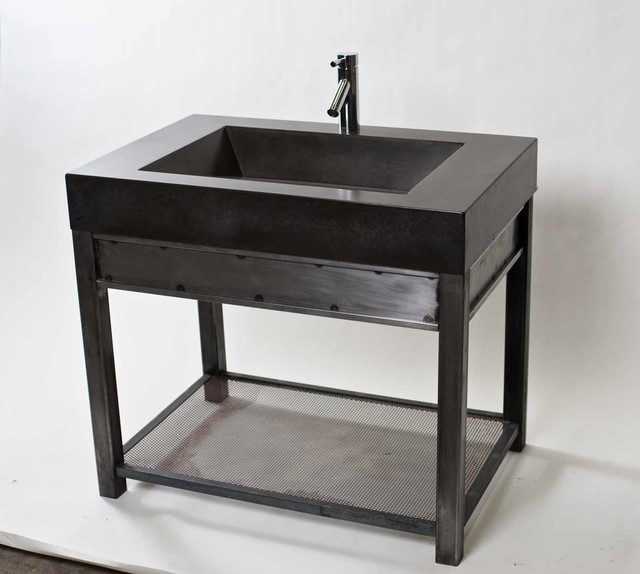 Steel Vanity with Charcoal concrete sink - Modern - Bathroom Vanities