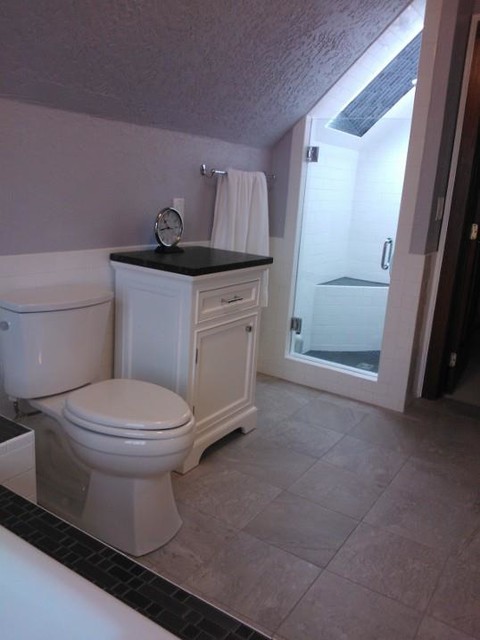 Master bath update - gray, charcoal and white - contemporary ...