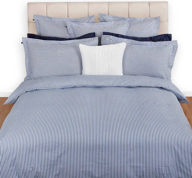Gant Oxford Double Stripe Pigeon Blue Duvet Cover Beach Style Duvet