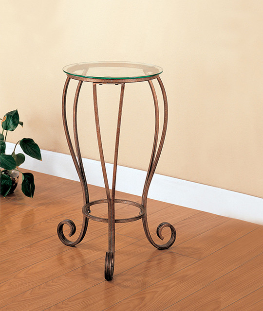 Round Plant Stand With Glass Top Transitional Plant Stands And