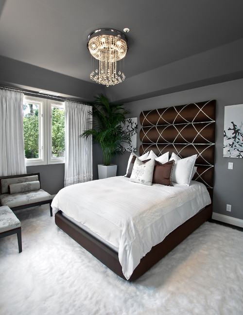 brown and white bedroom design 