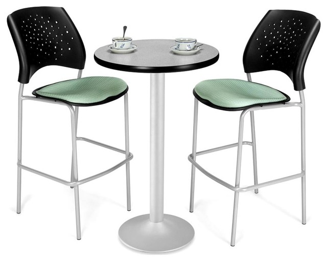 24 in. Round Cafe Table & 2 Padded Seat Chairs 3Pc Set