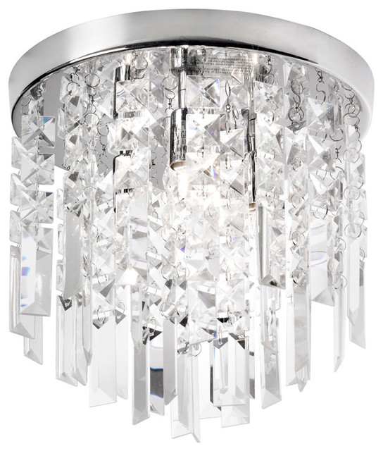 3 Light Crystal Flush Mount Fixture - modern - bathroom lighting ...