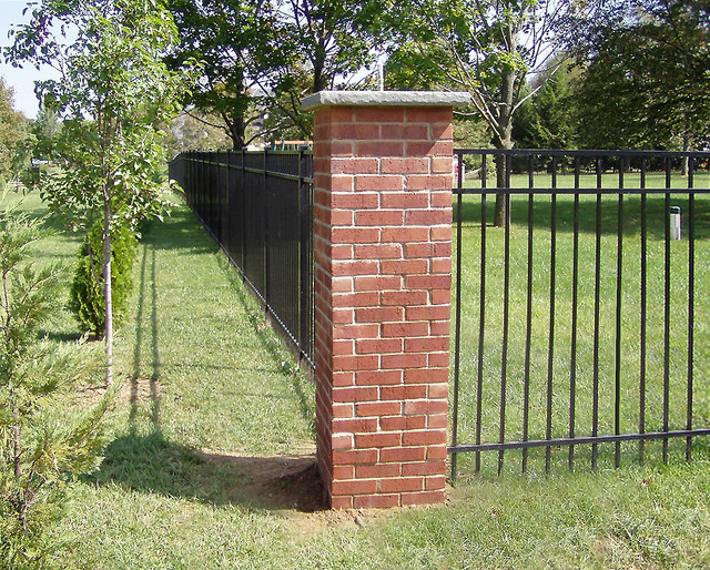 Ornamental Aluminum Perimeter Fence with Brick & Mortar Columns