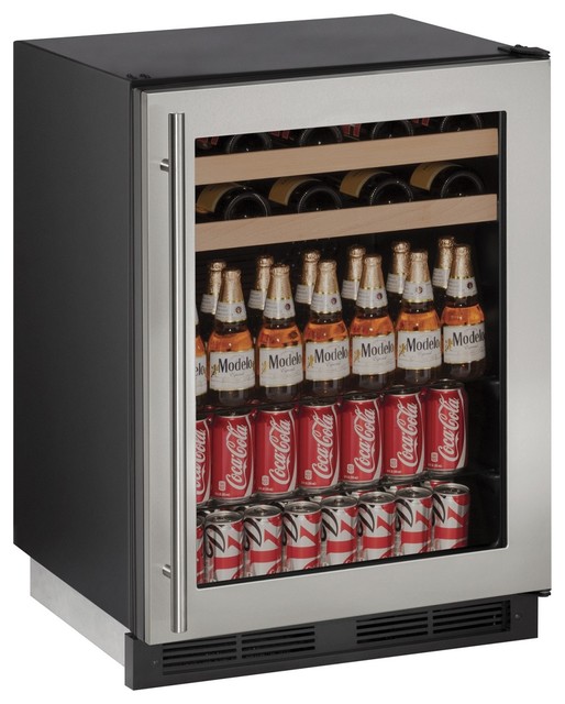 24" Beverage Center, Stainless Contemporary Beer And Wine