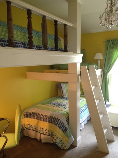 built-in bunk beds and desk for a child - contemporary