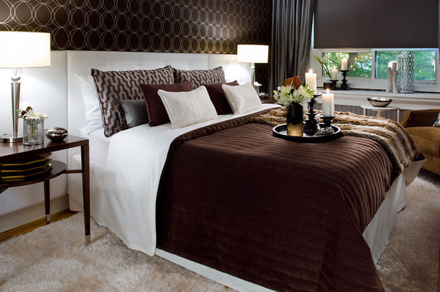 Jane Lockhart Chocolate Brown/White Bedroom - Modern - Bedroom ...