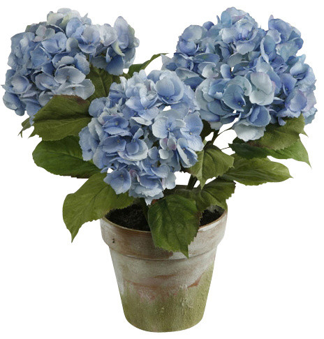 Stem Hydrangea, Potted  Traditional  Artificial Flowers Plants And 