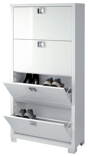 Modern Shoe Rack with 4 Double-Depth Folding Doors modern-shoeracks