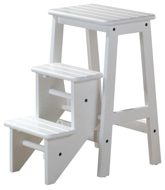 3 Step Wood Step Stool (Brown) - Contemporary - Ladders