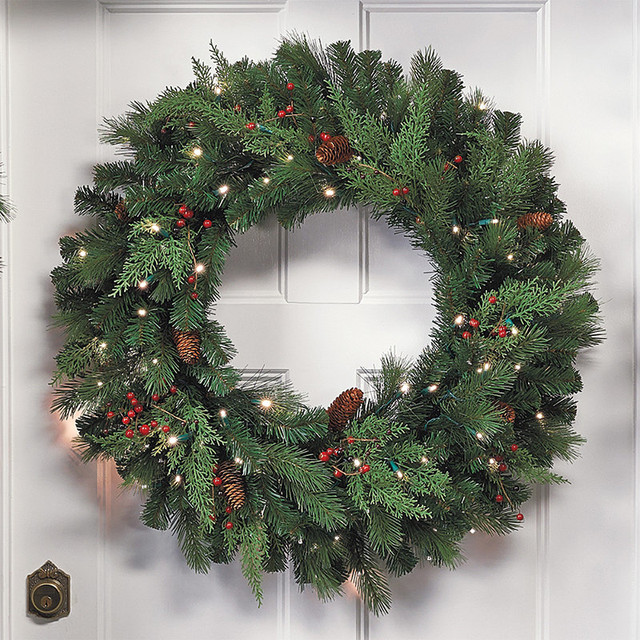 24 quot white pine cordless christmas wreath traditional 24 quot white pine cordless christmas wreath traditional
