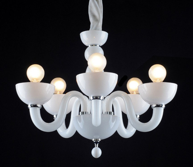 Modern White\/black Glass 5 lights Chandelier  Contemporary  Chandeliers  new york  by 