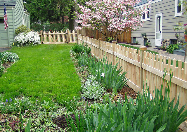 Custom Wood Picket-style Garden & Perimeter Fence   Gate - Eclectic 