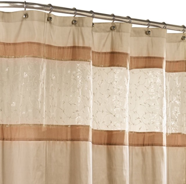 Buena Vista Fabric Shower Curtain, Beige Traditional Shower