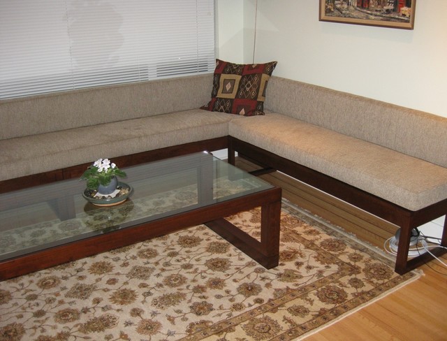 Living room bench seating and coffee table - contemporary - living ...