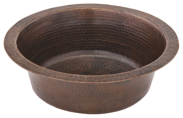... Round Copper Prep Sink with 3.5-Inch Drain Size rustic kitchen sinks