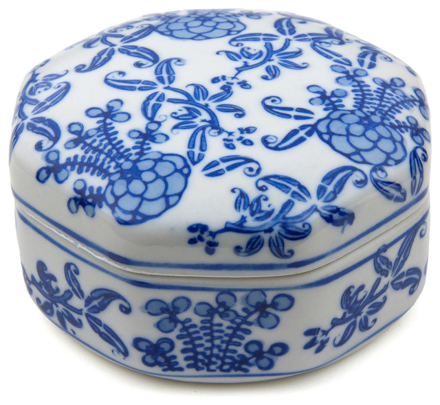 Floral Blue/White Porcelain Jewelry Box Traditional Jewelry Boxes And Organizers by