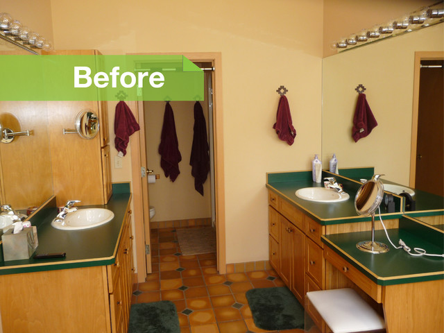 Before and After: Dated Master Bath Gets Minimalist Makeover