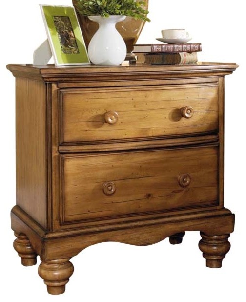 Hillsdale Hamptons 2Drawer Nightstand in Weathered Pine Traditional