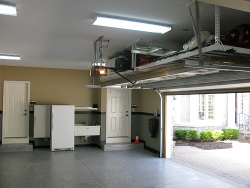 Garage storage using top shelves