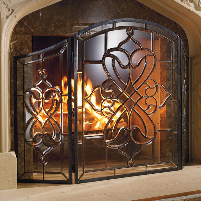 Isla Glass Fireplace Screen - Traditional - Screens And Room Dividers