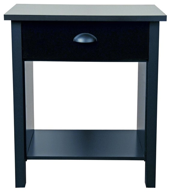 Nouvelle Contemporary Black Nightstand W Draw Traditional Nightstands And Bedside Tables