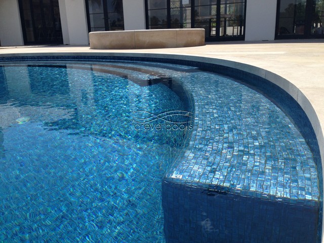 Blue marine glass tile Moon Collection - Contemporary - Pool - miami