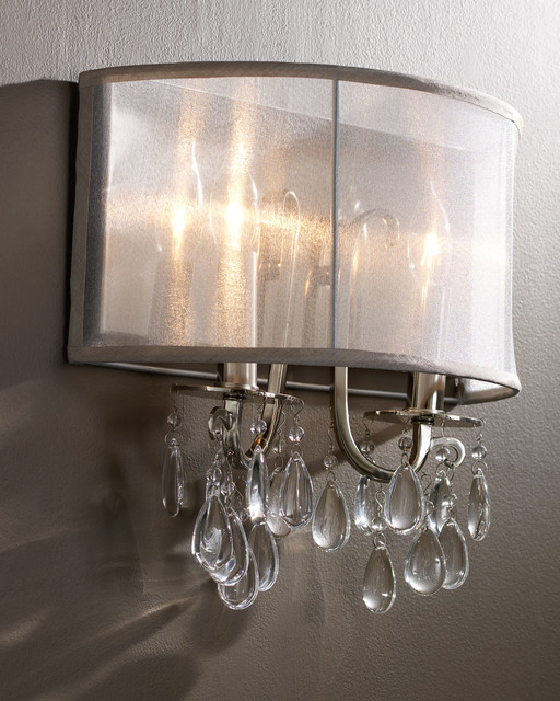 Hampton Polished Chrome Crystal Wall Sconce with Silver Silk ...