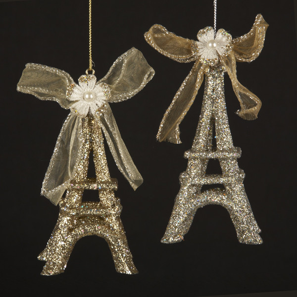 glitter eiffel tower with bow flower christmas ornaments glitter eiffel tower with bow flower christmas ornaments