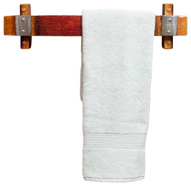Banded Barrel Stave Towel Rack Small Rustic Towel Racks & Stands