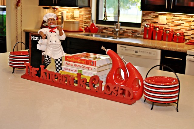 Red Spicy Hot Kitchen eclectic kitchen