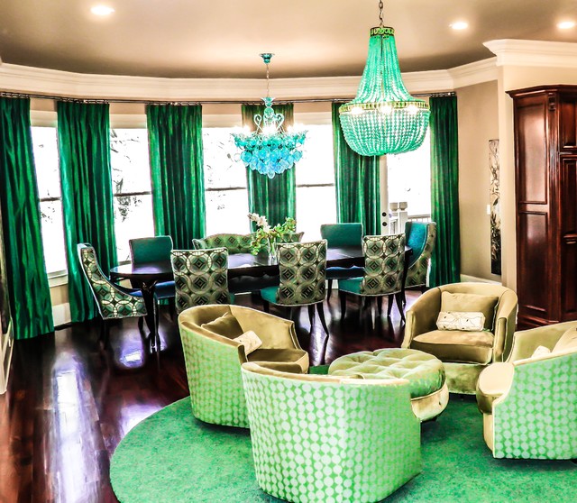 Emeralds and Sapphires transitional dining room