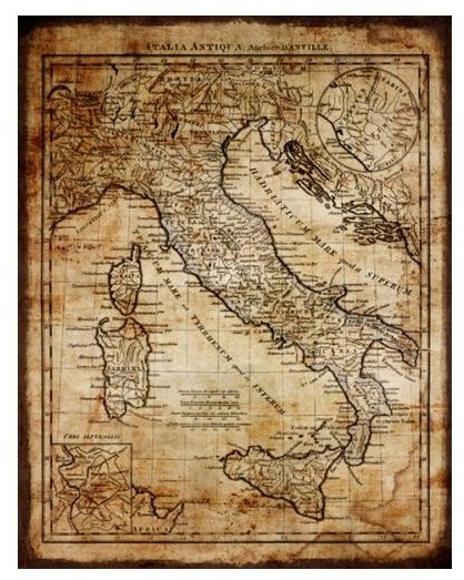 Antique Map of Italy Wall Picture - Traditional - Wallpaper