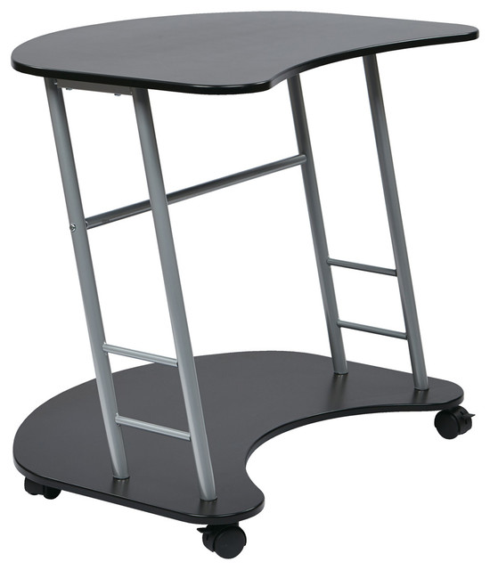 Office Star Kool Kolor Half Moon 32x24 Computer Desk in Jet Black