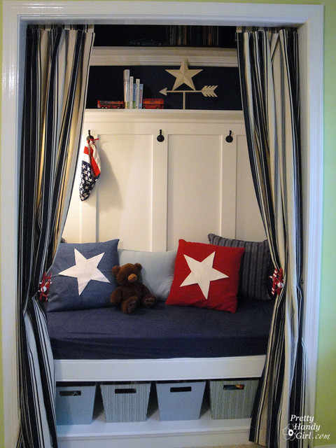 nook reading closet turned bed pretty turn handy converted turning cozy bench traditional brittany bedroom boy aka dresser