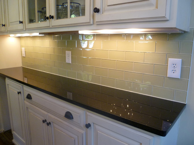 Glass Subway Tile Kitchen Backsplash - contemporary - kitchen ...