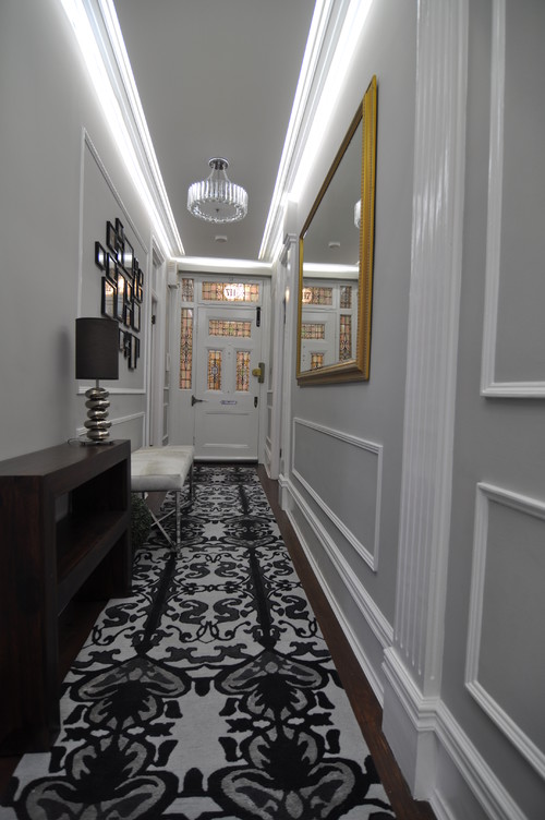 Luxury hallway with mirror and furniture
