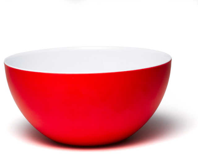 Madison Bloom 10Inch Round Bowl, Red/White Contemporary Dining