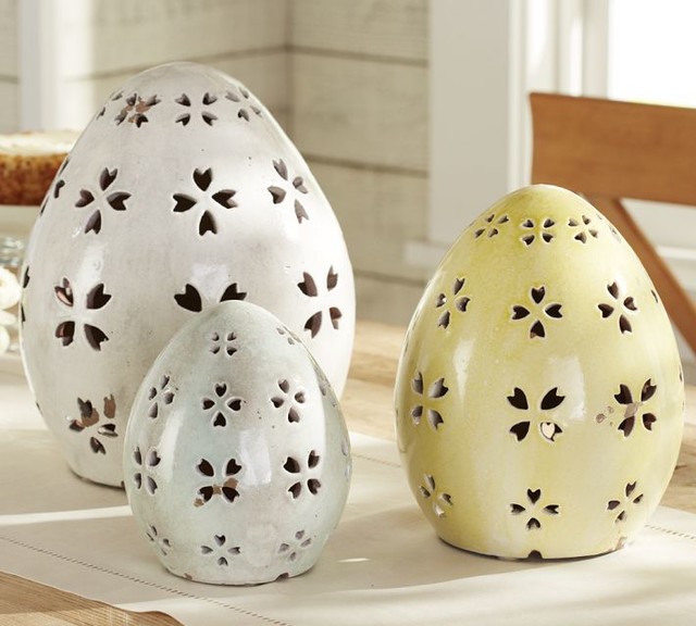 Pierced Ceramic Eggs Contemporary Holiday Decorations by Pottery Barn