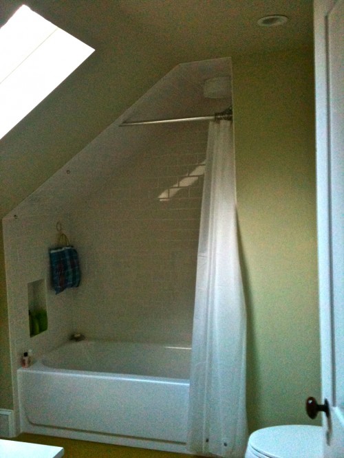 Small Bathroom With Slanted Ceiling