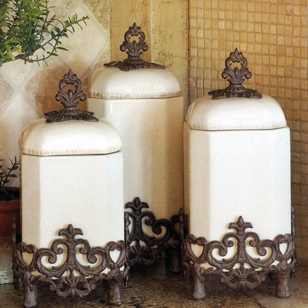 The GG Collection Provencal Canister Set in Cream Traditional