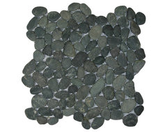 Charcoal Black Pebble Tile rustic-tile