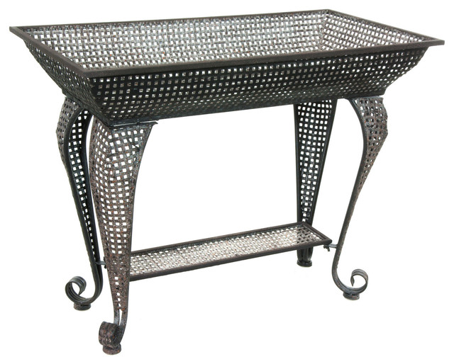 Wrought Iron Sundry Stand Table - Contemporary - Outdoor Dining Tables