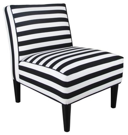 Horizontal Stripe Black and White Armless Accent Chair ...
